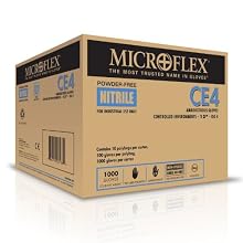 Microflex CE4-313 Nitrile Glove, Powder Free, Silicone Free, Disposable, 11.4" Length, 3.9 mils Thick