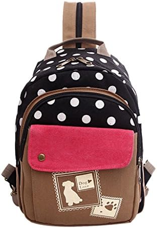 Egelbel Women Fashion Dots Patchwork Casual School Backpack