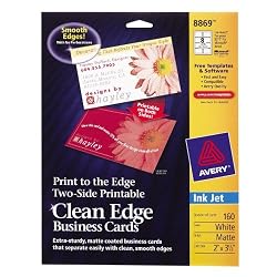 Avery Two-Side Printable Clean Edge Business Cards for Inkjet Printers, Matte, White, Pack of 160 (08869)