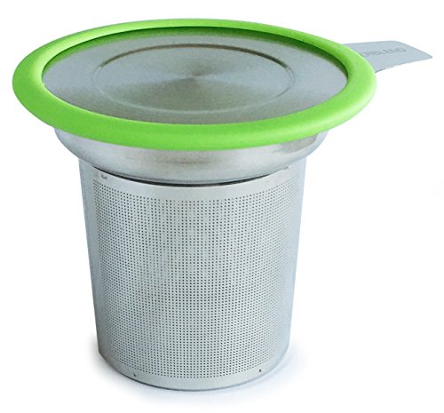 BetterBlend Tea Infuser Stainless Steel - Brew-in-Mug Tea Strainer for Loose Leaf Tea - Fine Tea Filter for Single Mug and Teapot with Silicone Rimmed Lid