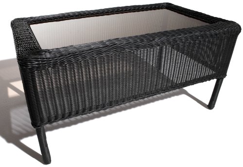 Strathwood Bahia Resin Wicker Coffee Table with Glass Top