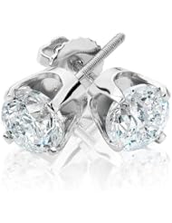 Round Diamond Solitaire Earrings 1 1/2ctw