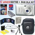 Canon PowerShot SD780IS 12.1 MP Digital Camera (Silver) + 8GB Deluxe Accessory Kit