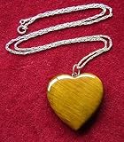 Tigers Eye Heart Pendant;3cms across; on silver chain approx 40cms long - from Spiritual Gifts. Usually dispatched within 2 working days.