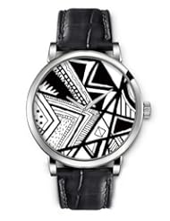 SPRAWL Aanalog Fashion Series Silver Ladies Watches of Genuine Black Leather Strap,Unique Wrist Watch for Women Girls Designed with Irregular shapes to black and white