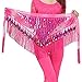 MUNAFIE Belly Dancing Belt Colorful Waist Chain Belly Dance Hip Scarf Belt Triangle Skirt Dark pink,Medium