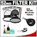 Vivitar 52mm UV & Circular Polarizer Glass Filter + Filter Case + CapKeeper + Lens Cleaning Kit for Canon, Nikon, Sony, Olympus & Pentax Lenses