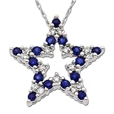 10k White Gold Sapphire and Diamond Star Pendant