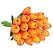 Luyue Artificial Silk Flower Mini Tulips Real Touch Flowers Bouquet for Wedding Party Decoration Pack of 12 (Sunset)