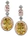18KT Yellow Beryl, Morganite, Green Sapphire & Champagne Diamond Earrings