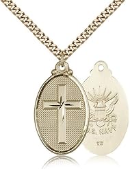 Gold Filled Cross / Navy Pendant