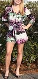 Karlie Women's Purple Green & White Tie Dyed Romper Shorts