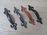 IRONMONGERY WORLDﾂｮ 5/125mm CAST IRON FLEUR DE LYS TRADITIONAL VINTAGE KITCHEN CUPBOARD DOOR PULL HA