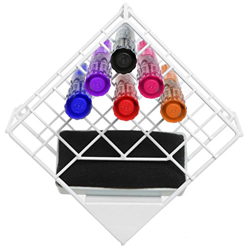 White Wall Mounted Metal Wire Whiteboard Marker Organizer Rack / Dry