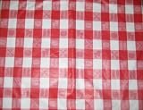 Grilling BBQ Red and White Checkered Vinyl Tablecloth (Square)