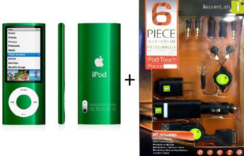 Apple iPod nano 8 GB Green (5th Generation) REFURBISHED + 6 Pc. Accessory Kit