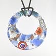 Handmade Millefiori Murano Glass Pendant - Viola Blue/Silver Style