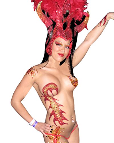 Blaze Body Temporary BODY ART Dancer Stripper Devil Costume Xotic Eyes
