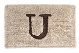 Ruia Home Inc Super Soft Luxurious 100-Percent Cotton Monogram Letter U Bath Rug, Brown in Taupe, 21 by 34-Inch