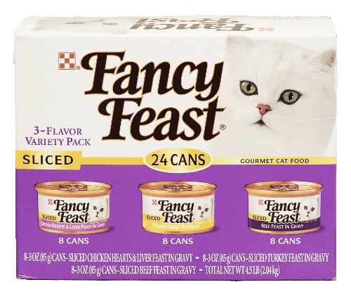 Fancy Feast Sliced 3-Flavor Variety Pack Canned Cat Food 24 - 3oz Cans