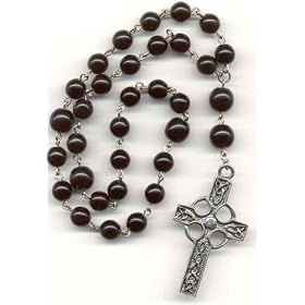 Anglican Prayer Beads, Rosary Black Czech Glass - Linked