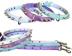 10" inch Spike Leather Dog collar - white