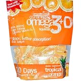 Coromega Omega3 Squeeze with Vitamin D3, Tropical Orange, 120 Count
