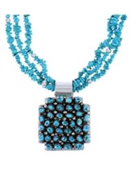 Sterling Silver Navajo Turquoise Pendant Necklace Set Jewelry RS39954