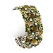 Brown and Green Flower Crystal Stretch Bracelet Fashion Jewelry Brown and Green Flower Crystal Stretch Bracelet Fashion Jewelry