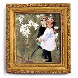 Garden Study of Vicker's Children - Gold Frame Magnet with pop-out easel (2-3/4" x 2-1/2")