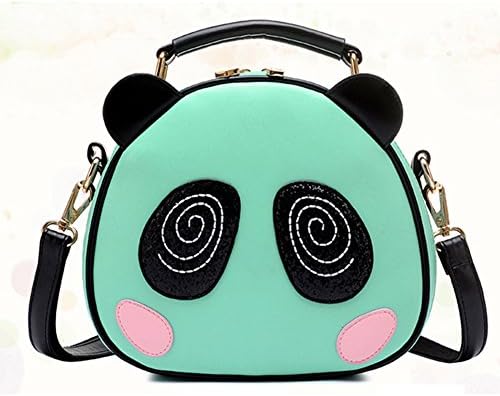 Eyedow eKingdom Small Round Bag lovely cute panda PU Leather Handbags Crossbody Messenge (Green)