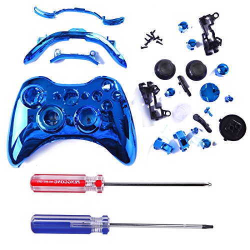 HDE Xbox 360 Wireless Controller Shell Buttons Thumbsticks Torx Screwdriver Replacement Case Cover and Tool Kit - Chrome Blue HDE Xbox 360 Wireless Controller Shell Buttons Thumbsticks Torx Screwdriver Replacement Case Cover and Tool Kit - Chrome Blue