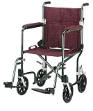 `Aluminum Transport Chair 19 Burgundy Green/Designer Fly-Wt Deluxe Back Release * Deluxe all alumin