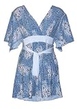 Kimono Top with Ties/ White Ties/ Light Blue Print