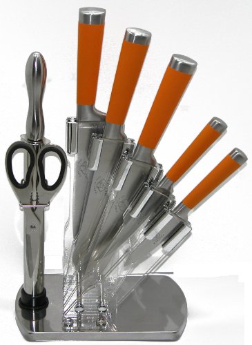 Stainless Steel Knife Set With Acrylic Assembled Block