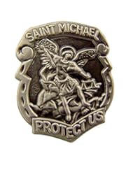 Art and Craft Supply: Archangel Saint St Michael Protect Us Lapel Pin with Butterfly Button Back - Religious Gifts