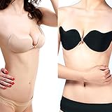 HuntGold Carnation Silicone Backless Strapless Bodycare Charming Deep V Invisible Bras(Cup A)