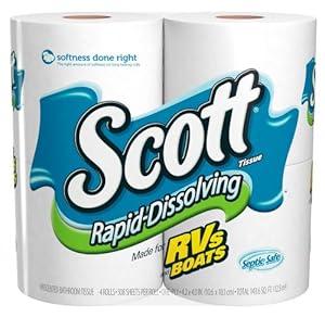 Scott Rapid Dissolve Bath Tissue Double Roll, 4 rolls, Pack of 12 (48 rolls)