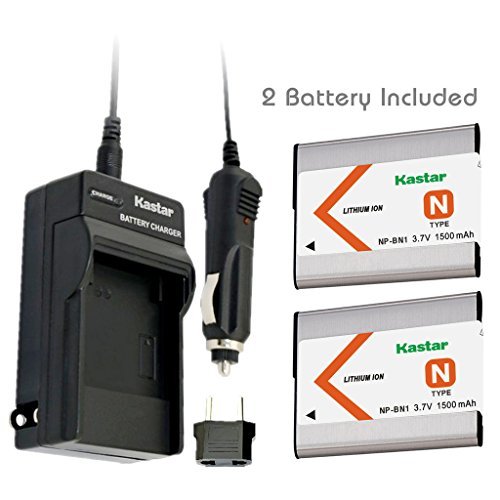 Kastar Battery (2-Pack) and Charger Kit for NP-BN1, BC-CSN work with Sony Cyber-shot DSC-QX10,DSC-QX100,DSC-T99,DSC-T110,DSC-TF1,DSC-TX5,TX7,TX9,DSC-TX10,DSC-TX20,DSC-TX30,DSC-TX55,DSC-TX66,DSC-TX100V,DSC-TX200V,DSC-W310,DSC-W320,DSC-W330,DSC-W350,DS