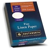 Southworth Credentials Collection&trade; 25% Cotton Fine Linen Paper, 8 1/2in. x 11in., 24 Lb., Ivory, Box Of 500