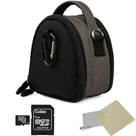 STEEL GRAY Mini Slim Compact Protective Travel Digital Camera Carrying Case with Accessory Compartment For Panasonic Lumix DMC-3D1 / DMC-FH2 / DMC-FH25 / DMC-FH27 / DMC-FH5 / DMC-FH6 / DMC-FH7 / DMC-FH8 / DMC-FP5 / DMC-FP7 / DMC-FX78 / DMC-FX90 Point And Shoot Digital Camera + Includes a 8GB Micro S