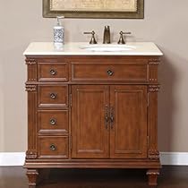 Hot Sale 36" Single Sink Crema Marfil Marble Top Bathroom Vanity Cabinet Lavatory Furniture 210CM-R