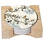 CounterArt Dogwood Branch Design Absorbent Coasters in Wooden Holder, Set of 4