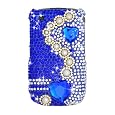 Sparkling Blue Pearl Diamond Heart Full Diamond Rhinestone Snap on Hard Skin Bling Cover Case for Blackberry Curve 8520 8530