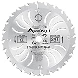 Freud TK203 Avanti 7-1/4 inch 24 Tooth ATB Thin Kerf Framing Saw Blade with 5/8 inch and Diamond Knockout Arbor