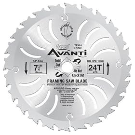 Freud TK203 Avanti 7-1 4-Inch 24 Tooth ATB Thin Kerf Framing Saw Blade with 5 8-Inch and... by Freud
