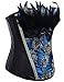 Miss Moly Satin Waist Cincher Boned Corset Bustier Feather Strapless Burlesque Peacock