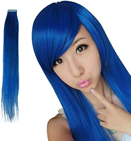Scarlett 20 Inch Brazilian Virgin Remy Blue Glue Tape Straight Real Human Hair Extensions 100% Unprocessed 5A Bundle 50g