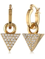 Roman Luxe Gold-Tone Pave Crystal Triangle Drop Earrings