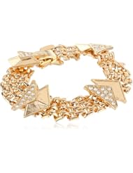 Kensie "Naughty and Nice" Gold-Plated Pave Triangle Flex Bracelet, 7.63"